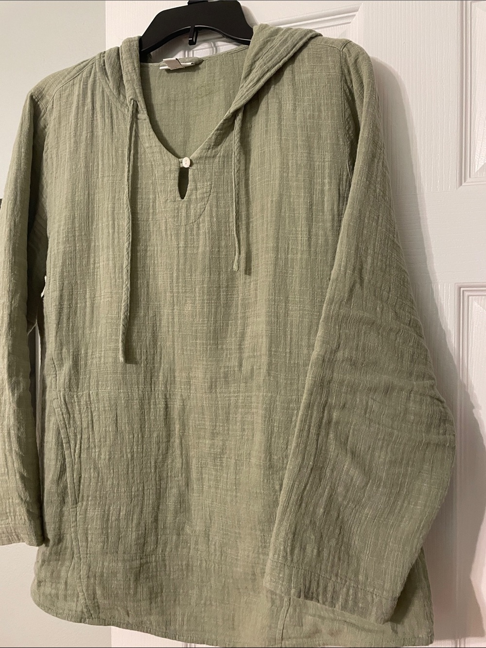 Pure Jill 100% cotton gauze celery green lightweight pullover hoodie